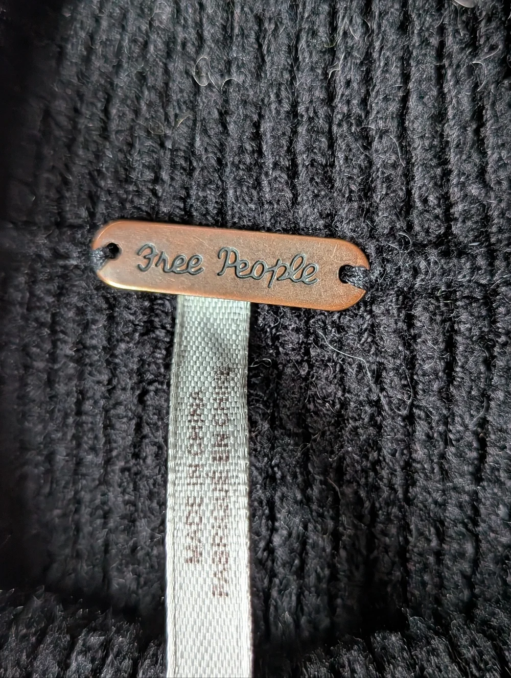 Free People Softly Structured Oversized Tunic Sweater Black Small Ribbed Knit